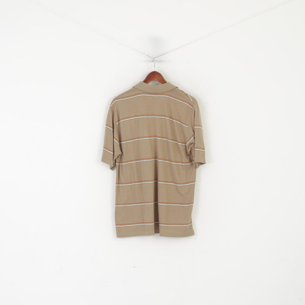 Paul &amp; Shark Yachting Homme XL Polo Beige Rayé Coton Italie Vintage Top