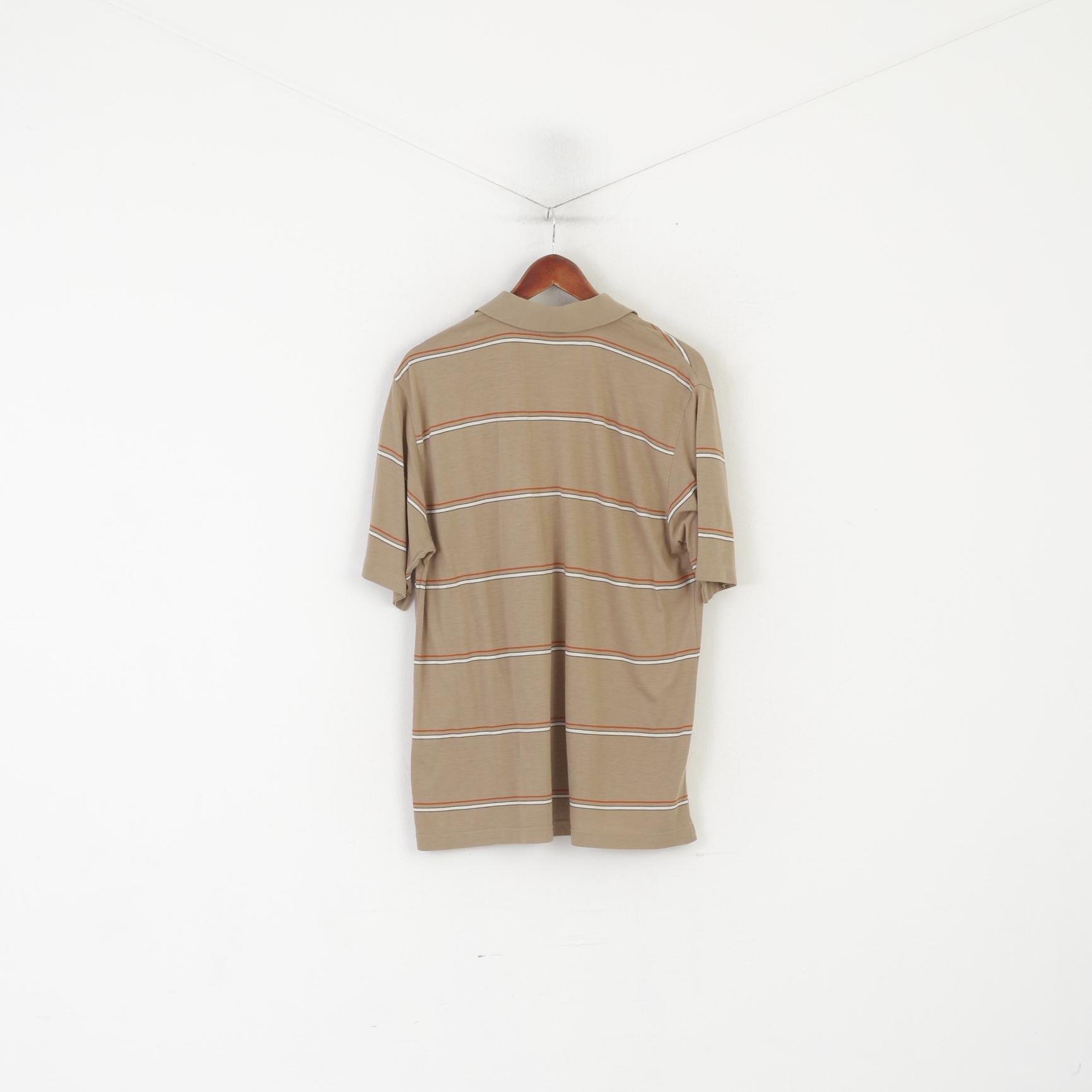 Paul &amp; Shark Yachting Homme XL Polo Beige Rayé Coton Italie Vintage Top