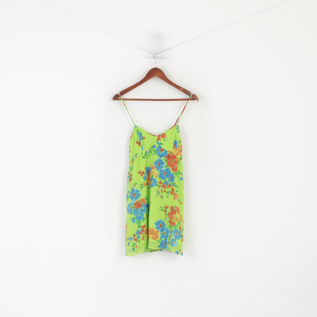 Hollister California Women S Shirt Green Neon Floral Tank Top Summer Blouse