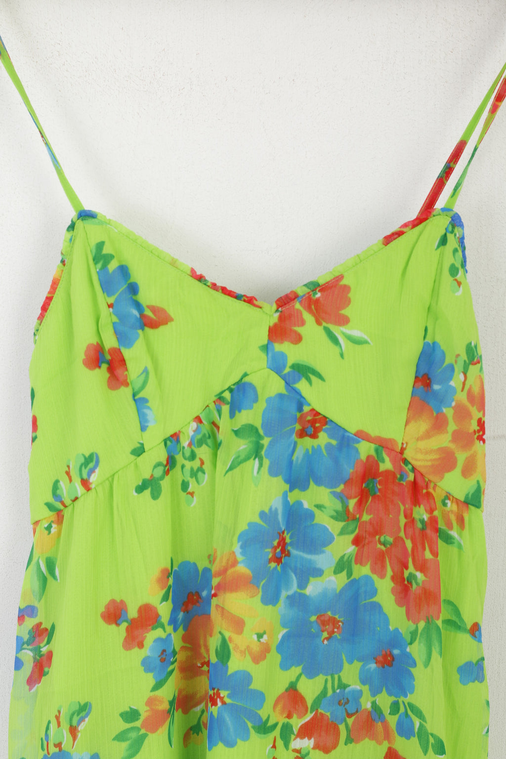 Hollister California Women S Shirt Green Neon Floral Tank Top Summer Blouse