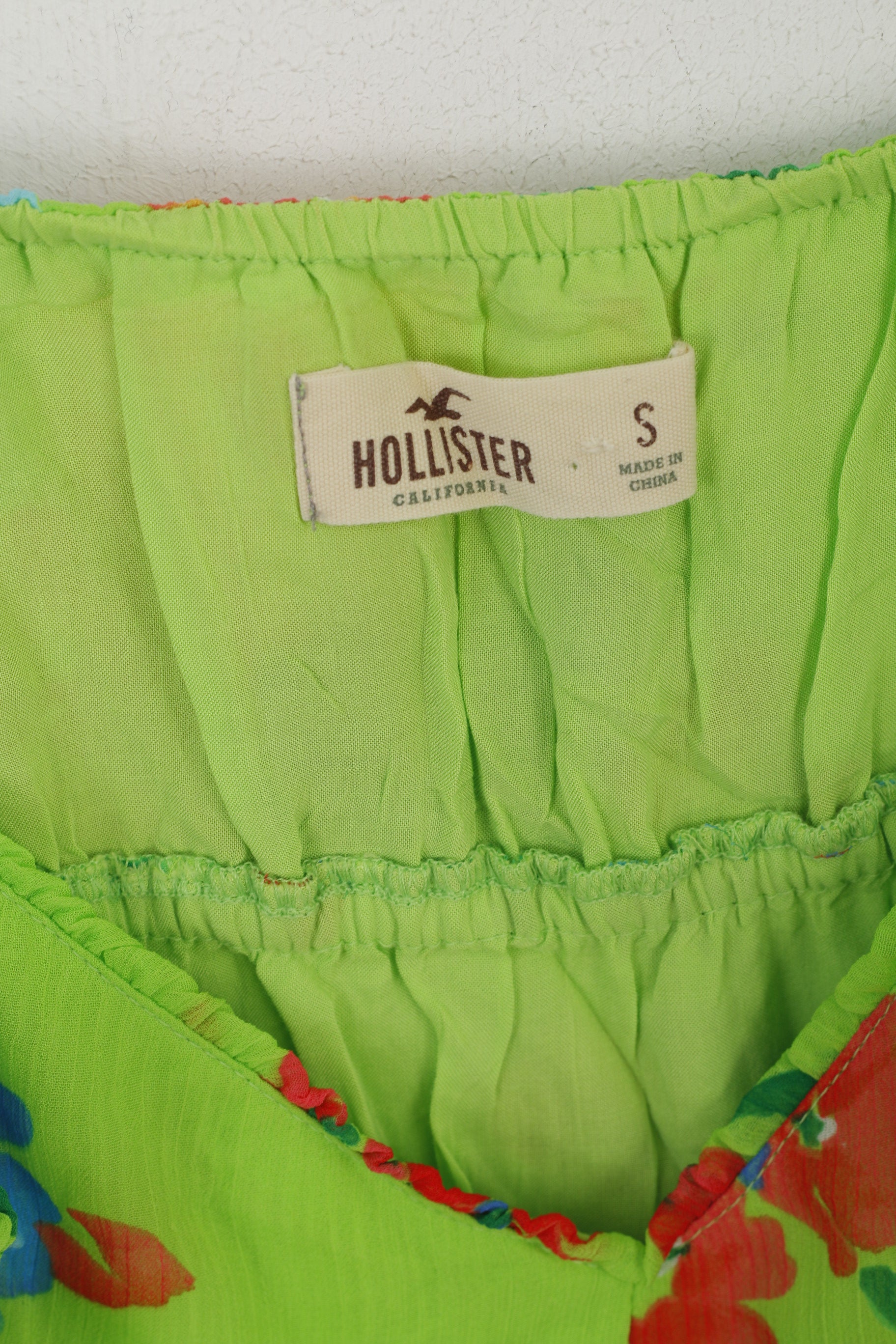 Camicia Hollister California da donna, camicetta estiva con canotta floreale verde neon