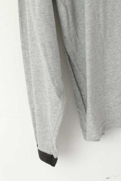 Nike Men L Shirt Grey Cotton Vintage 90s Long Sleeve Oversize Oldschool Top