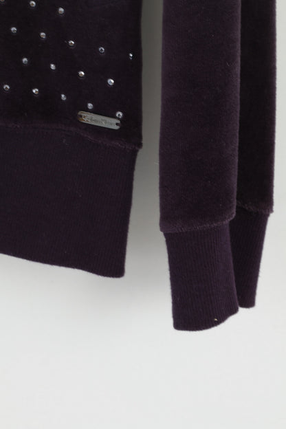 Calvin Klein Sweat-shirt à capuche détaillé en coton prune pour femme