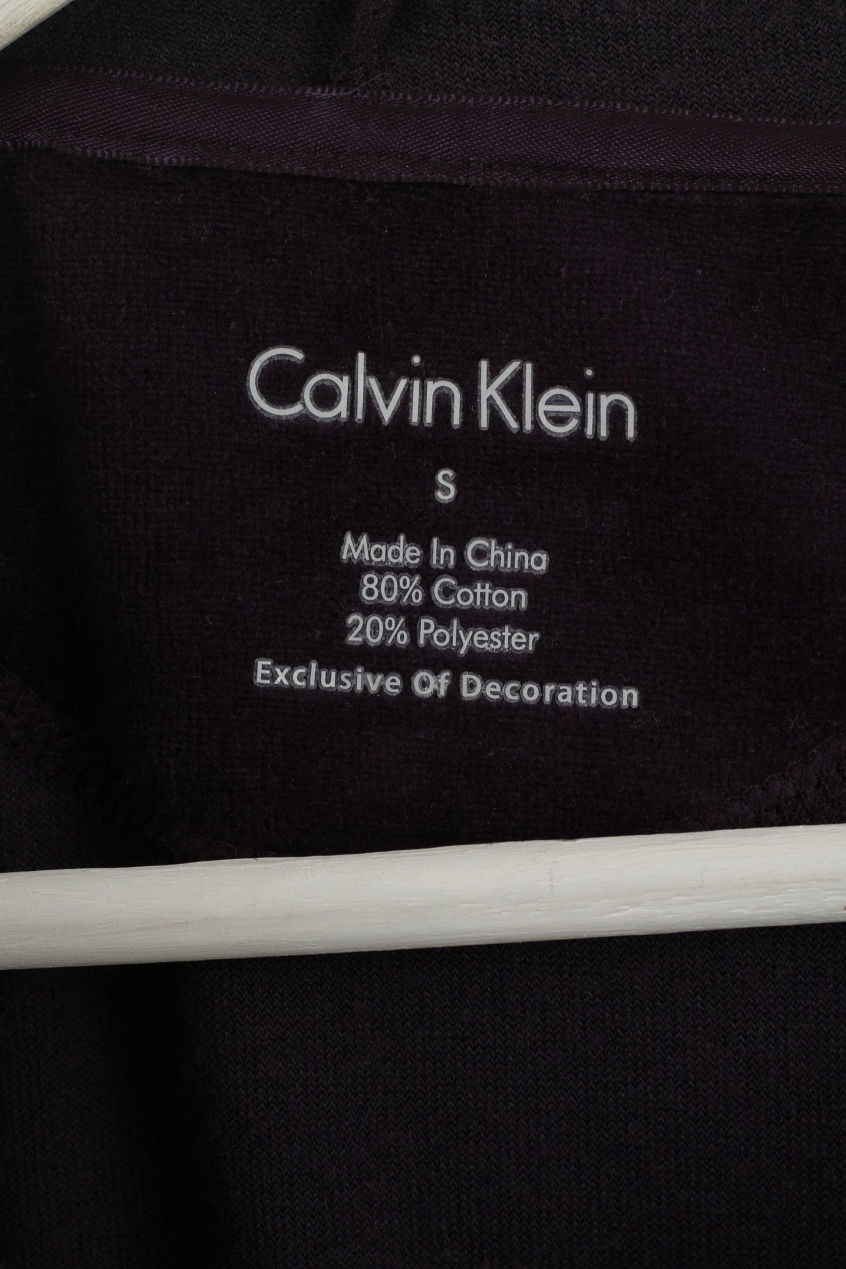 Calvin Klein Womens S Sweatshirt Plum Cotton Shiny Detailed Hooded Top