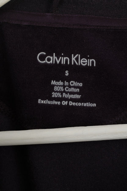 Felpa Calvin Klein da donna con cappuccio in cotone prugna con dettagli lucidi