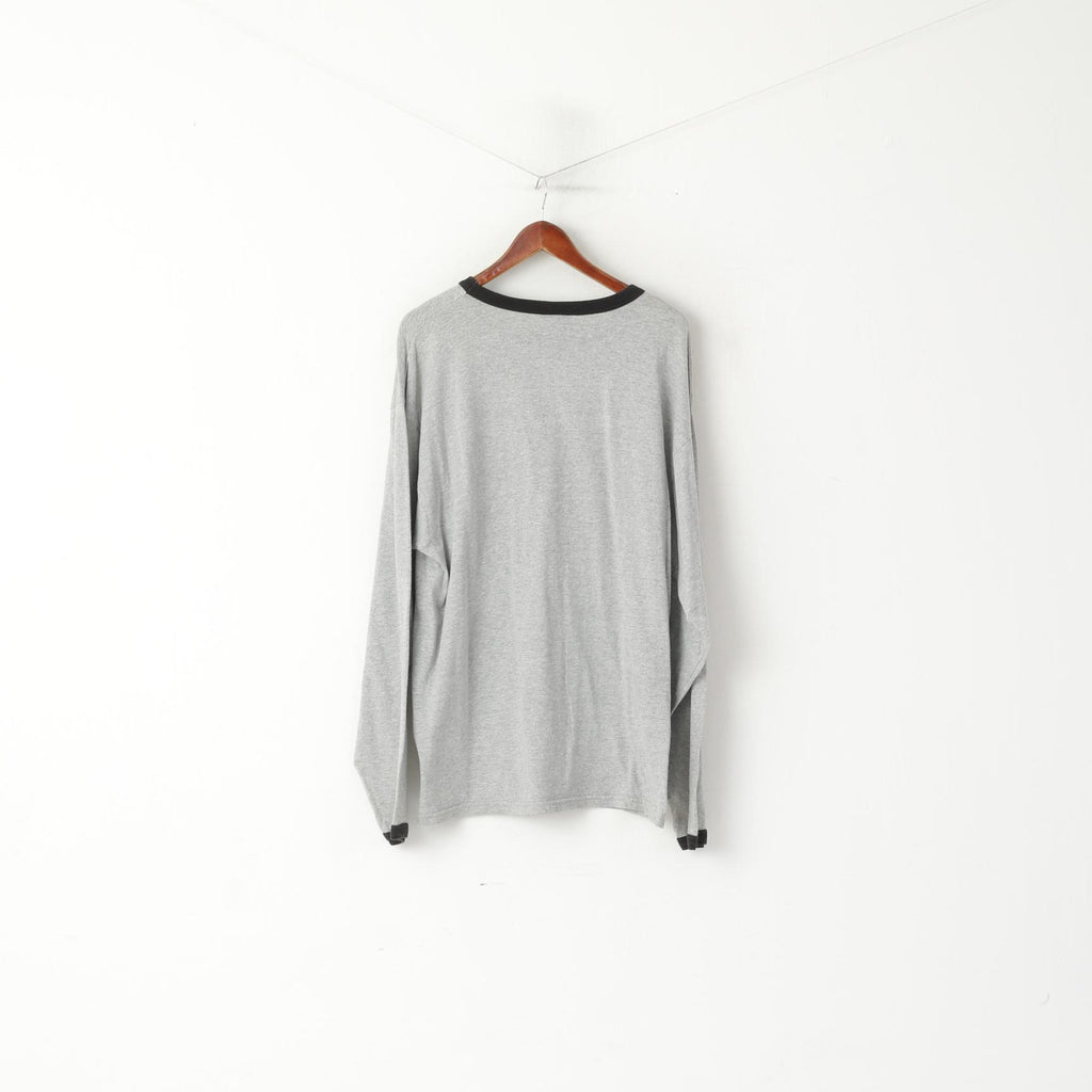 Nike Men L Shirt Grey Cotton Vintage 90s Long Sleeve Oversize Oldschool Top