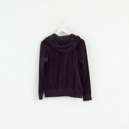 Calvin Klein Womens S Sweatshirt Plum Cotton Shiny Detailed Hooded Top