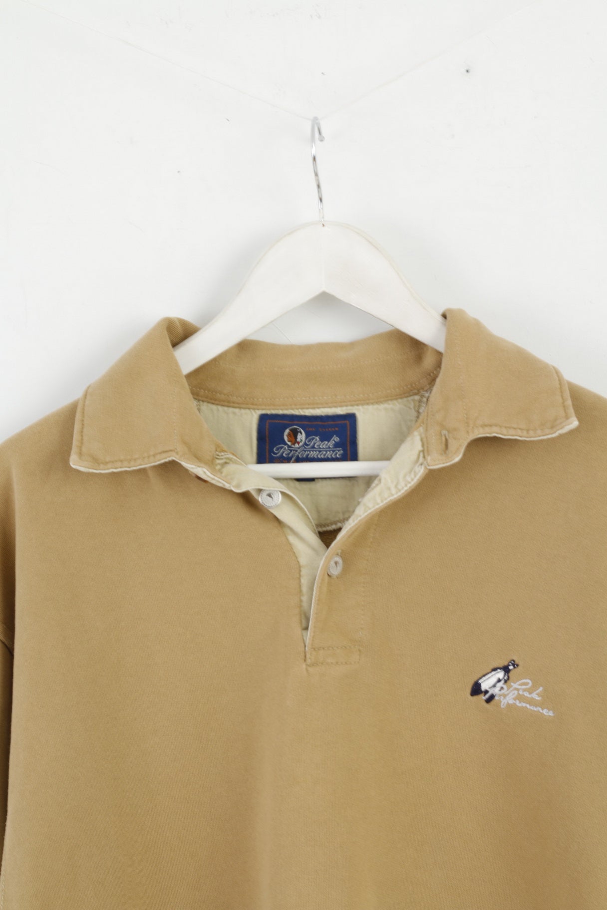 Peak Performance Sweat-shirt classique à col polo en coton camel pour hommes