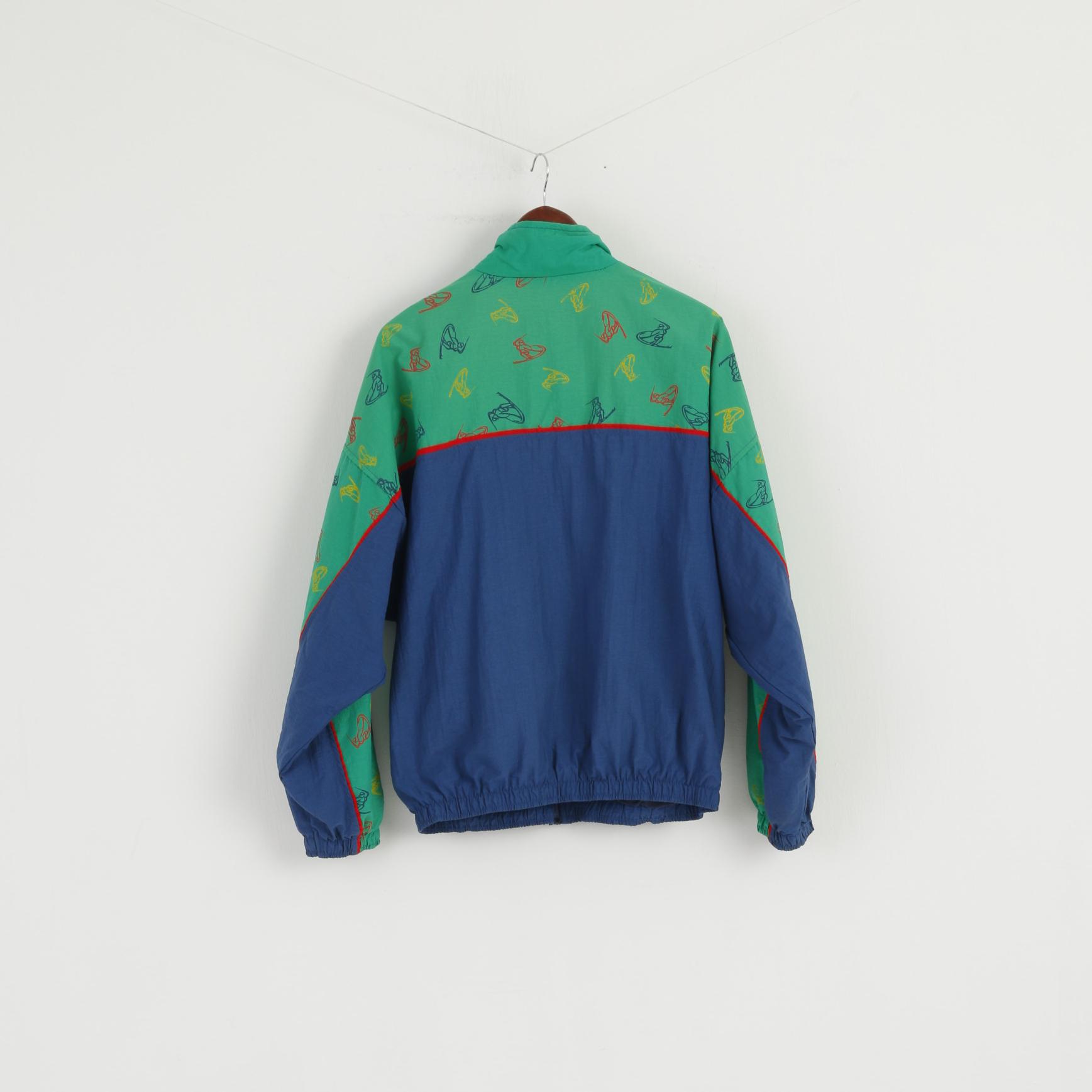 EuroTex Men M Jacket Navy Green Nylon Windcheater Festival Bomber Top