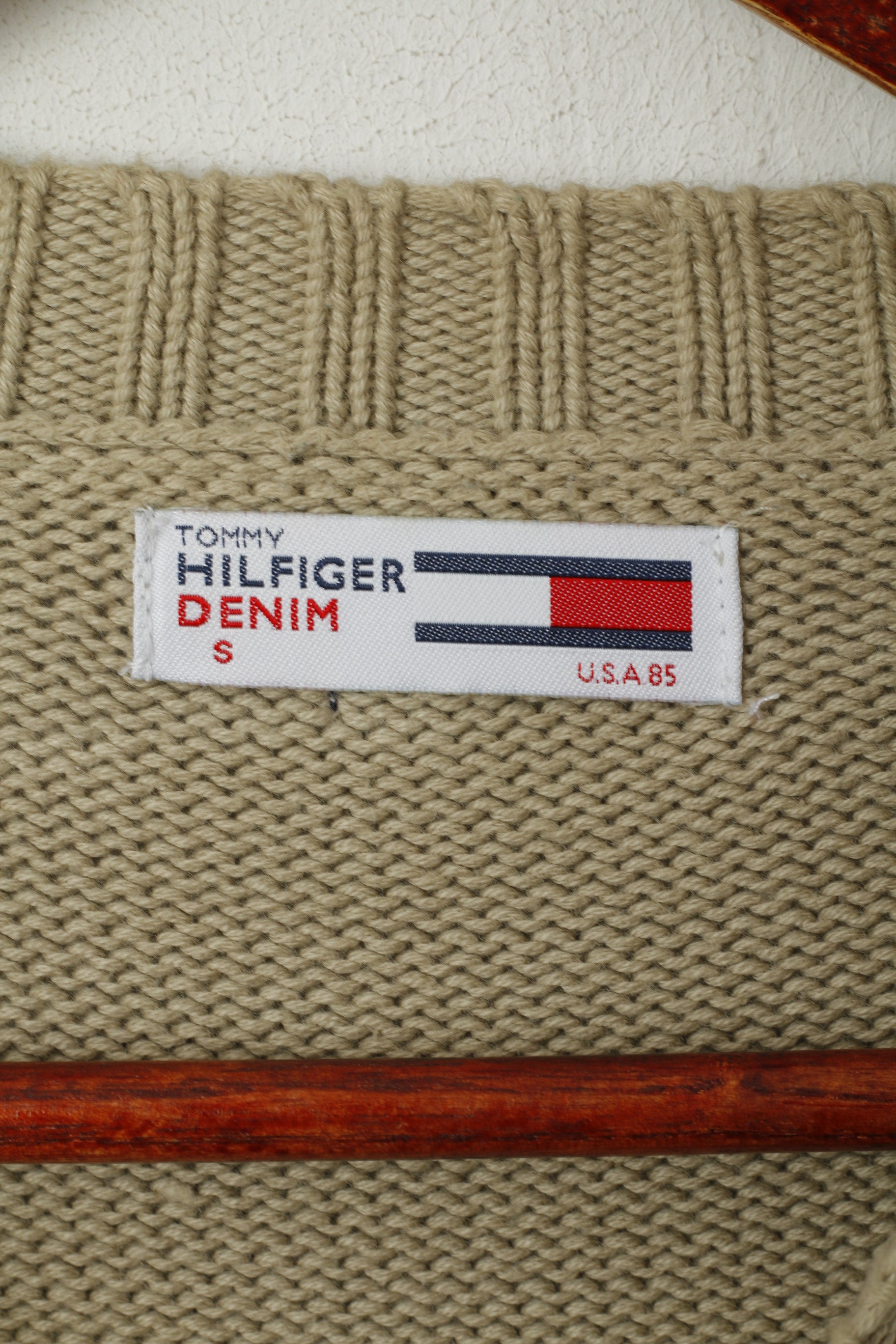 Tommy Hilfiger Denim Men S Jumper Beige CottonCrew Neck Classic Sweater