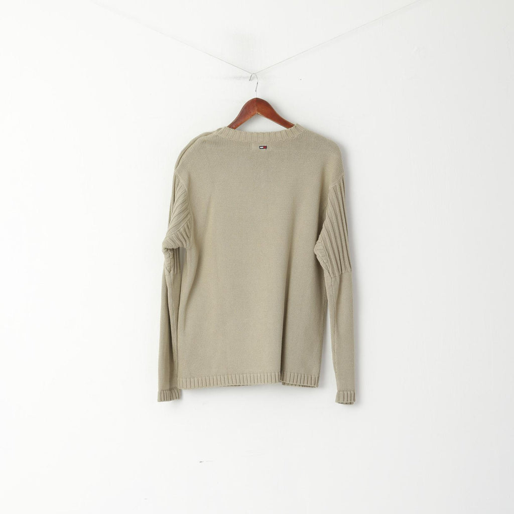 Tommy Hilfiger Denim Men S Jumper Beige CottonCrew Neck Classic Sweater