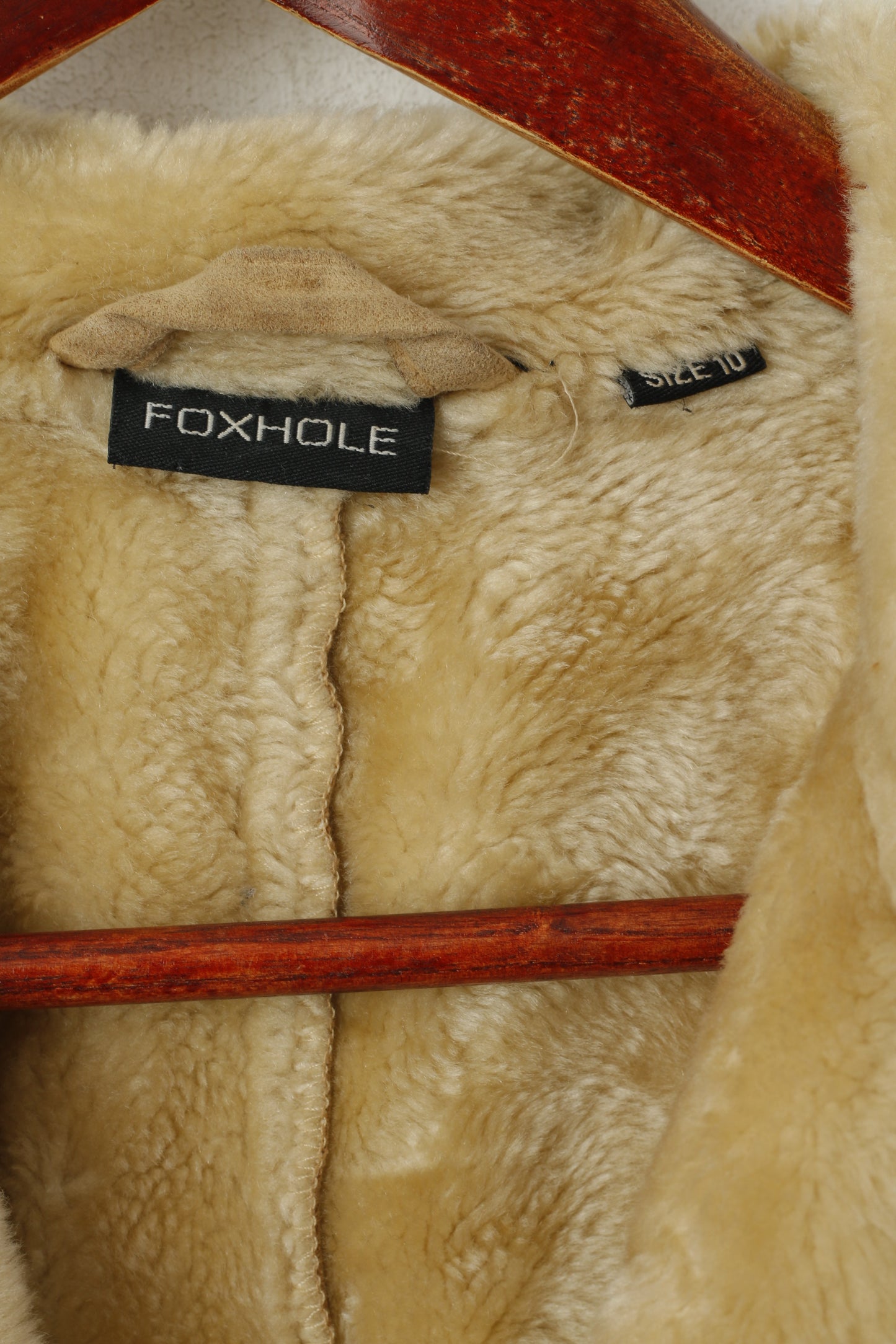 Foxhole Women 10 M Coat Beige Soft Faux Fur Single Breasted Long Boho Top