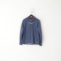 Lyle & Scott Men M Sweatshirt Navy Cotton Hooded Buttoned Plain Sport Top