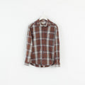 Wrangler Mens M Casual Shirt Brown Check Cotton Casual Fit Country Top