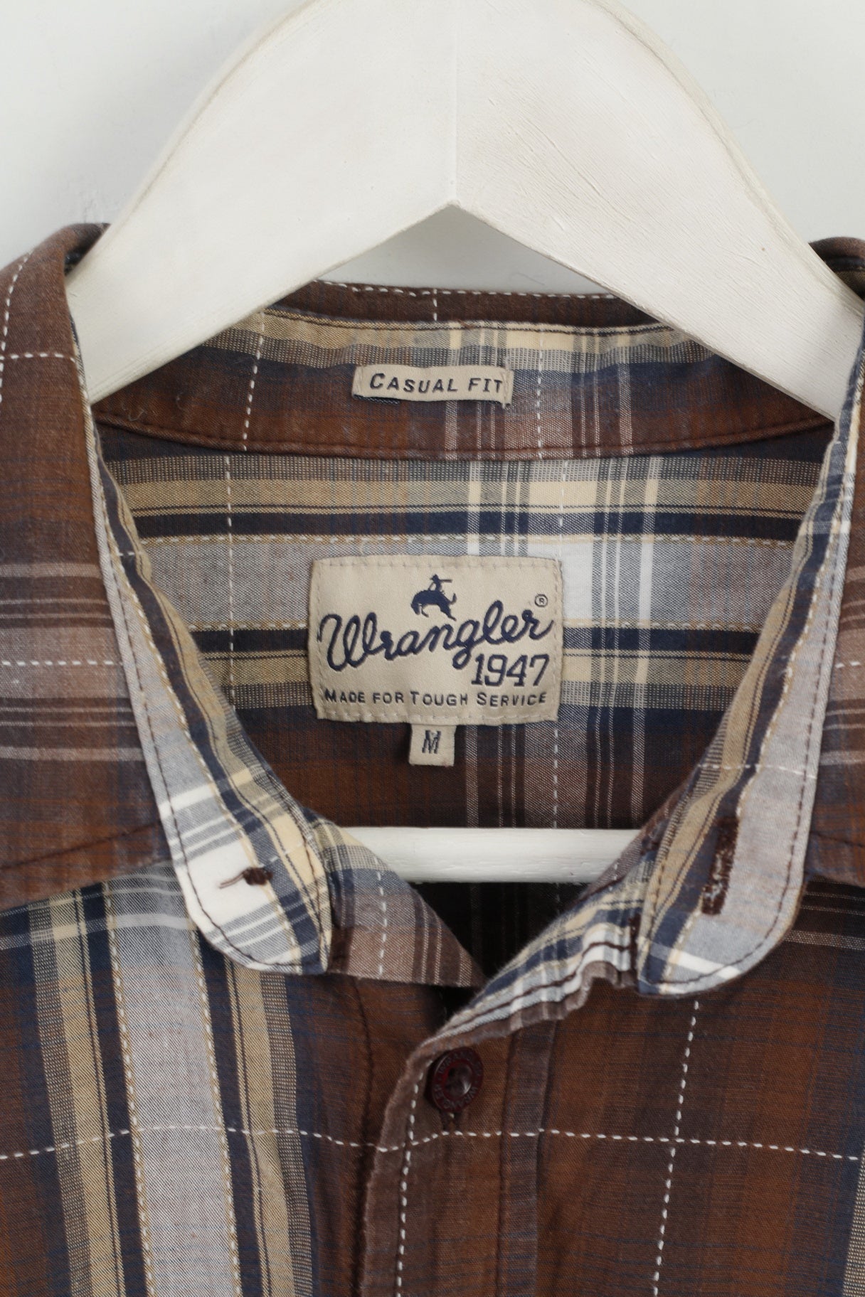 Wrangler Chemise décontractée pour homme en coton à carreaux marron Coupe décontractée