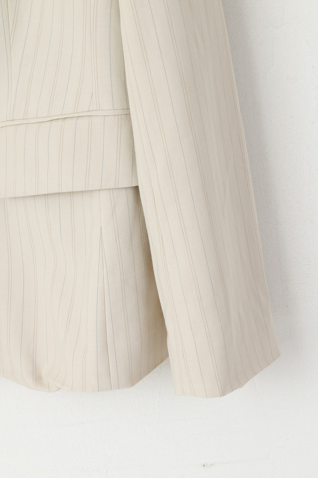 Ann Taylor LOFT Giacca da donna 10 M Giacca monopetto in misto lana di rayon a righe beige