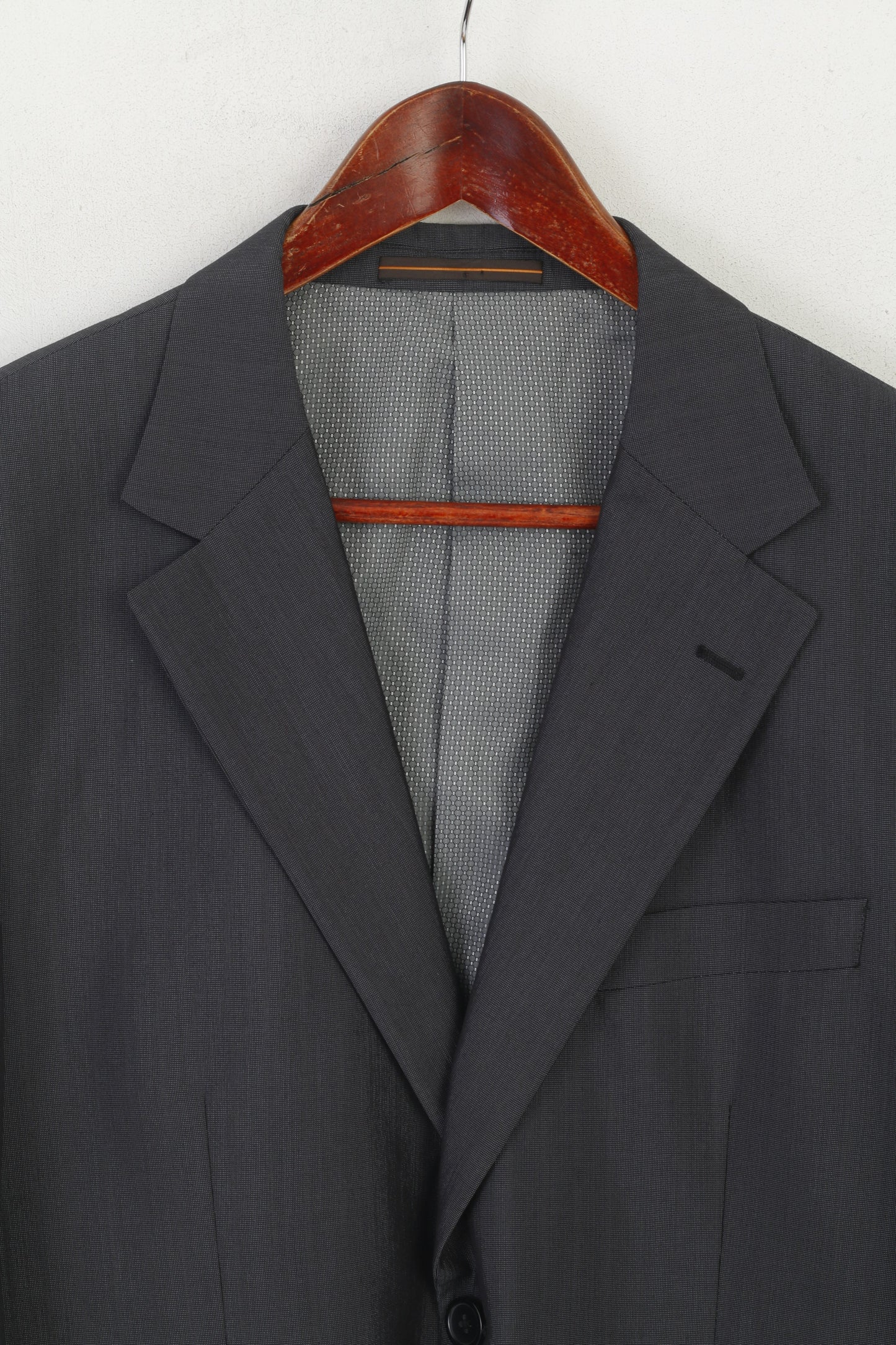 San Luca Men 54 44 Blazer Charcoal Single Breasted Shiny Vintage Shoulder Pads Jacket