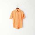 Strellson Uomo 39 15,5 M Camicia casual Top a maniche corte in cotone tinta unita arancione