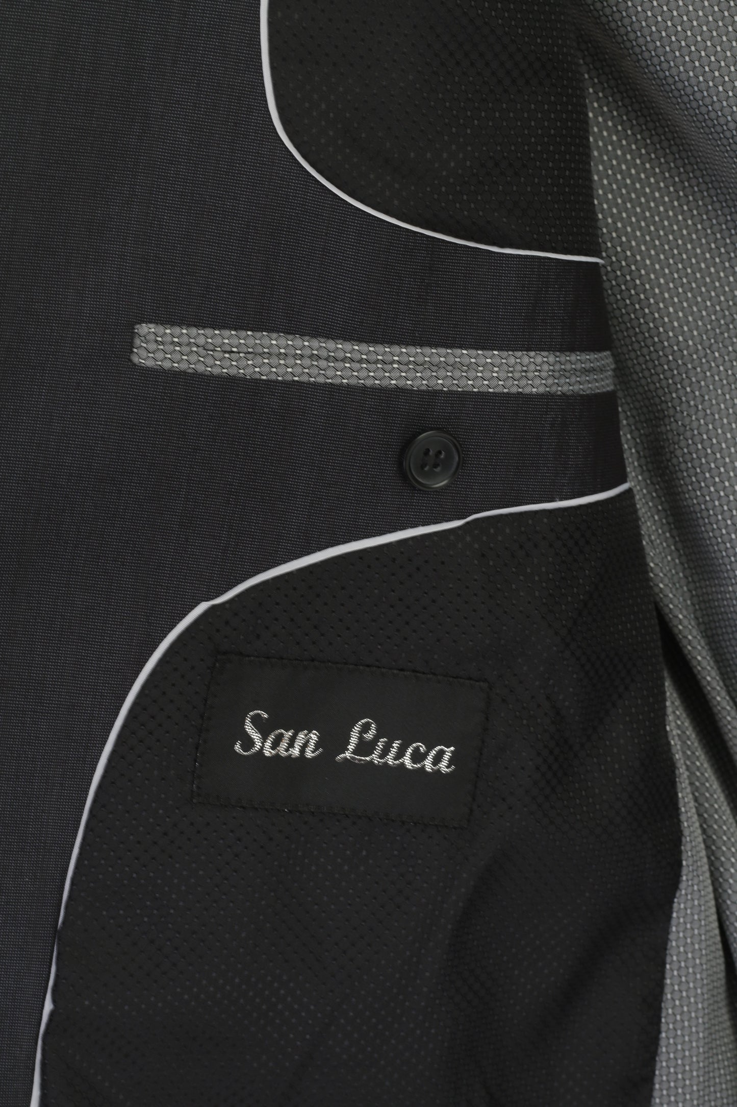 San Luca Hommes 54 44 Blazer Charbon Simple Boutonnage Brillant Vintage Épaulettes Veste