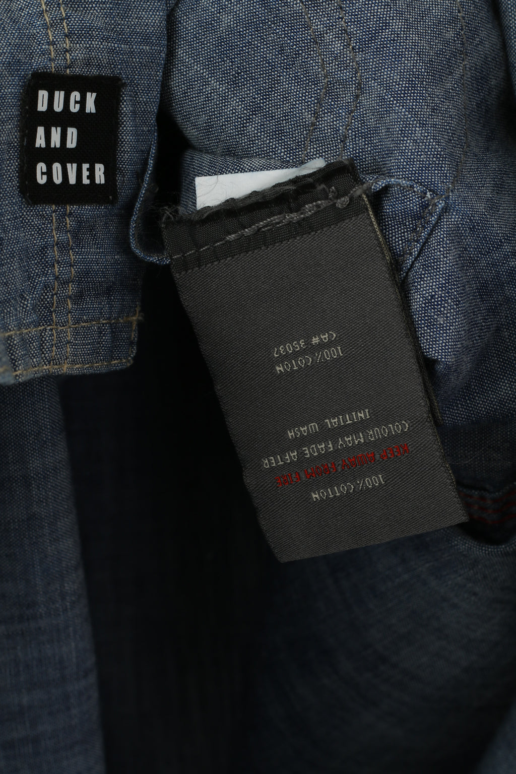 Duck and Cover Men M Casual Shirt Blue Jeans Cotton Pocket Short Sleeve Snap Top
