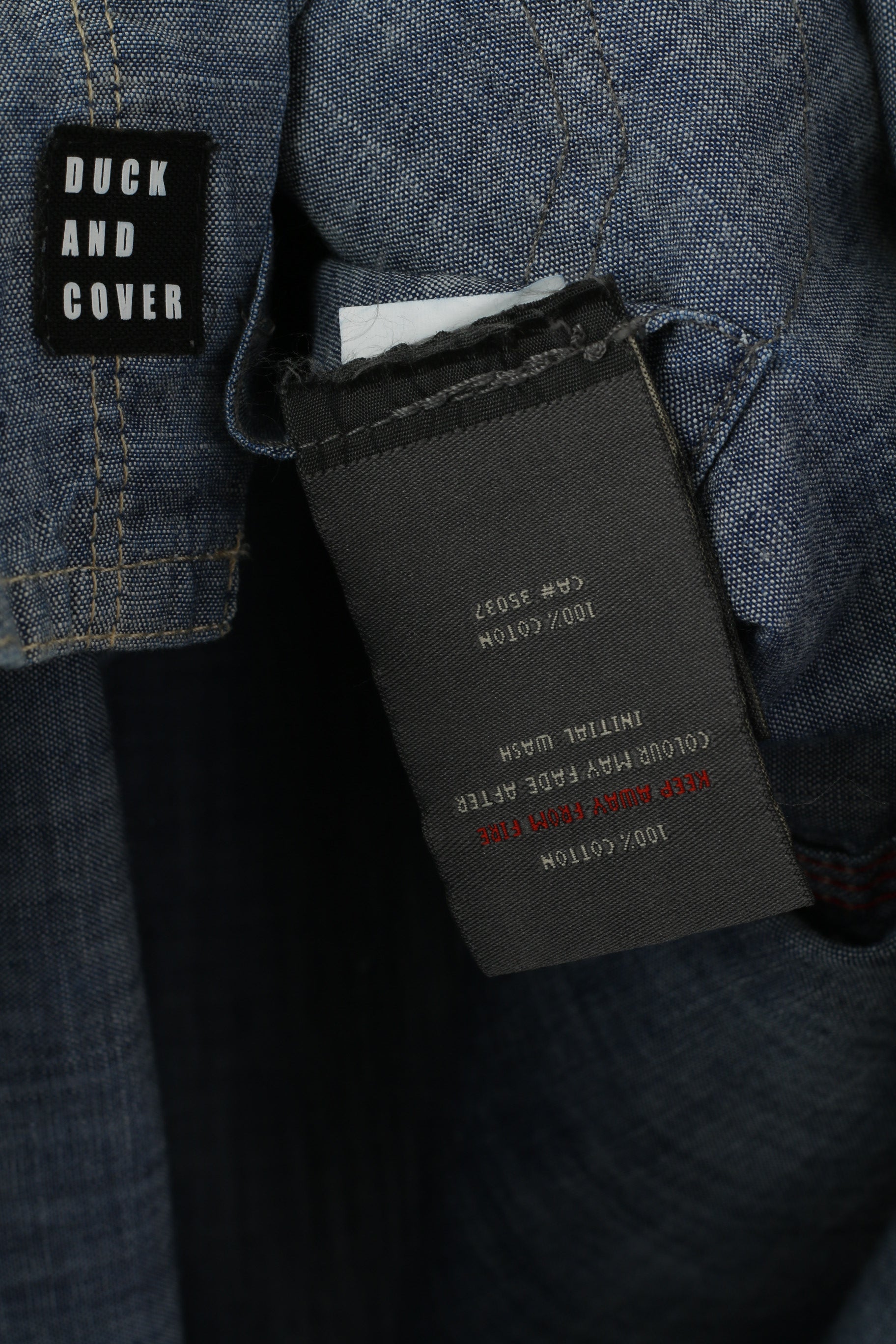 Duck and Cover Men M Casual Shirt Blue Jeans Cotton Pocket Short Sleeve Snap Top