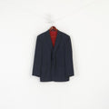 Pierre Cardin Uomo 40 Blazer Giacca vintage monopetto in lana a righe blu scuro