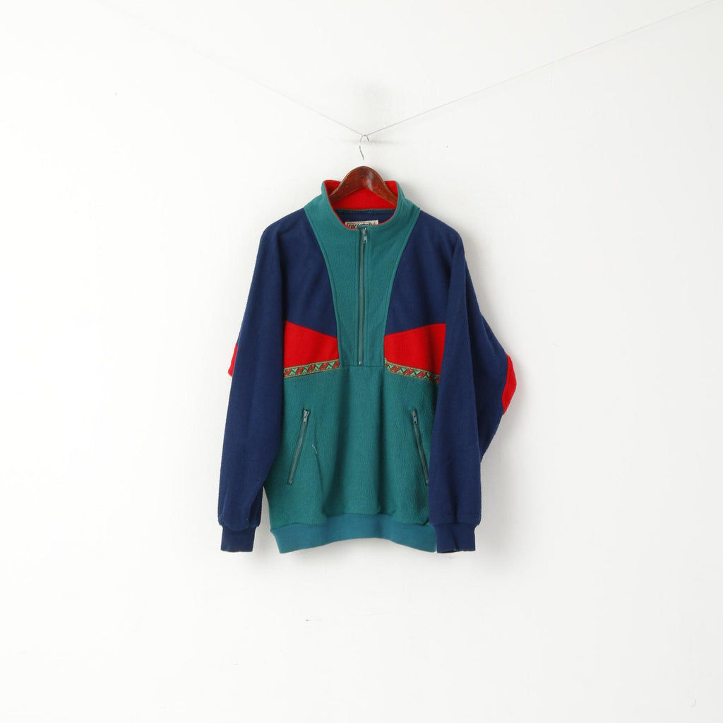 Giovani Hommes L Polaire Top Marine Vintage Pull Zip Cou Poches Oldschool Sweatshirt