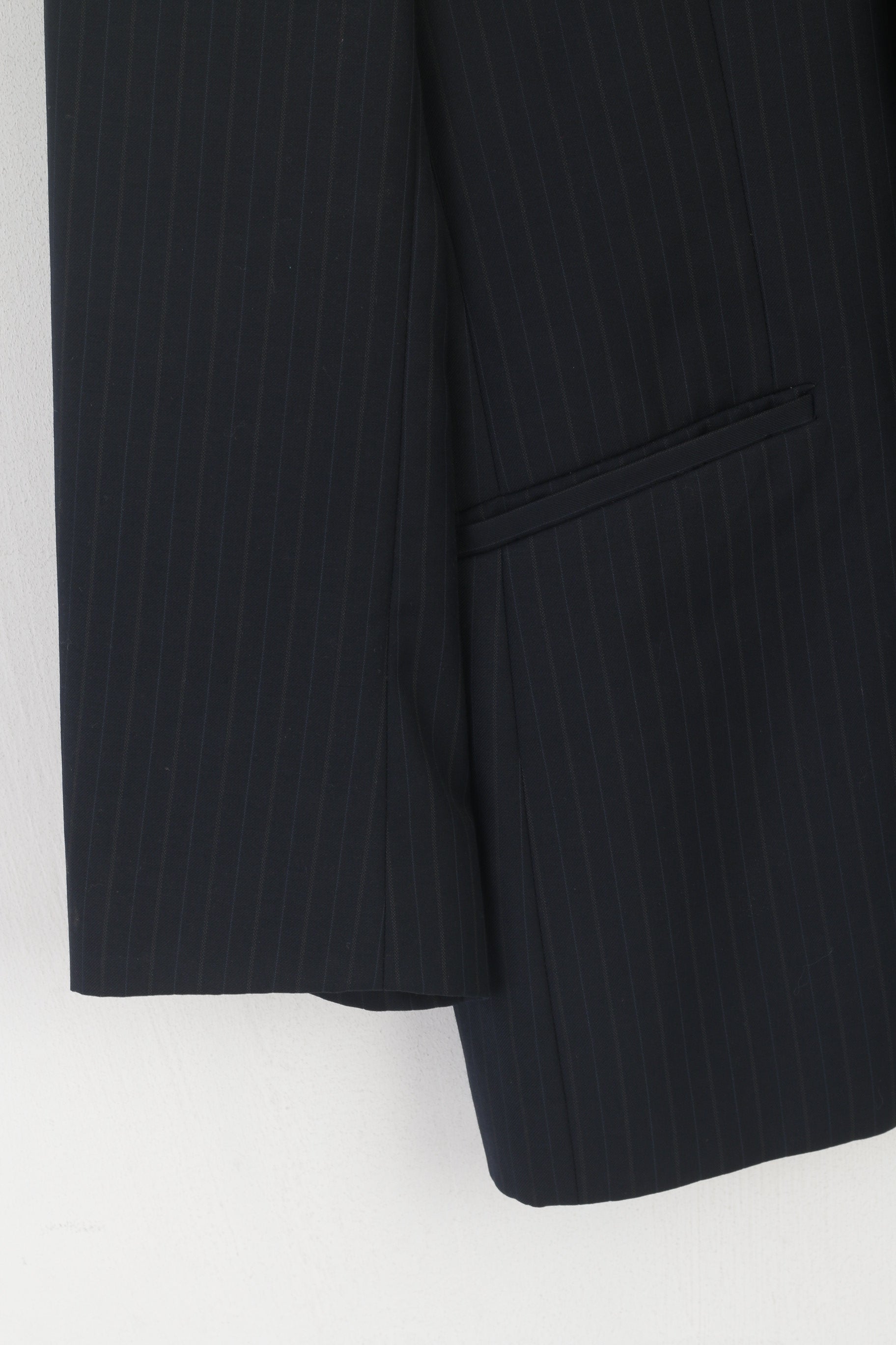 Pierre Cardin Men 40 Blazer Navy Striped Wool Single Breasted Vintage Jacket