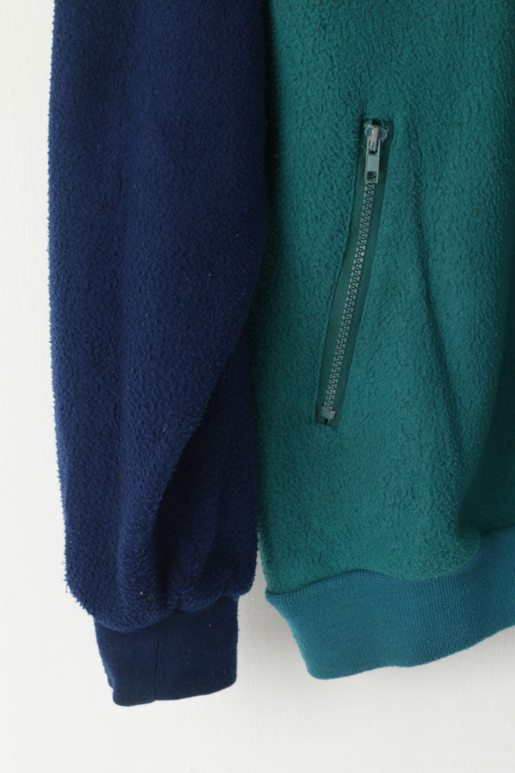 Giovani Hommes L Polaire Top Marine Vintage Pull Zip Cou Poches Oldschool Sweatshirt