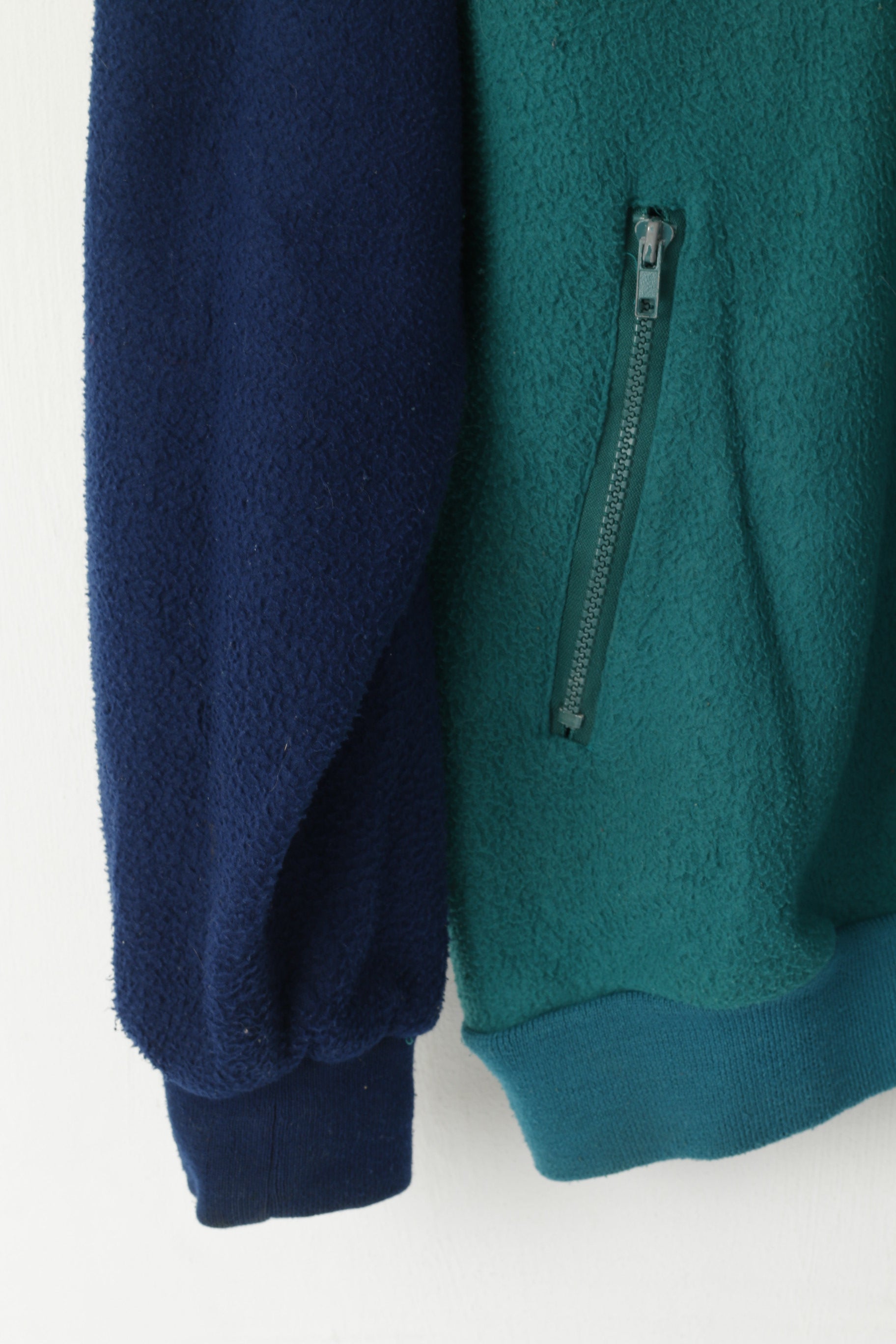 Giovani Hommes L Polaire Top Marine Vintage Pull Zip Cou Poches Oldschool Sweatshirt