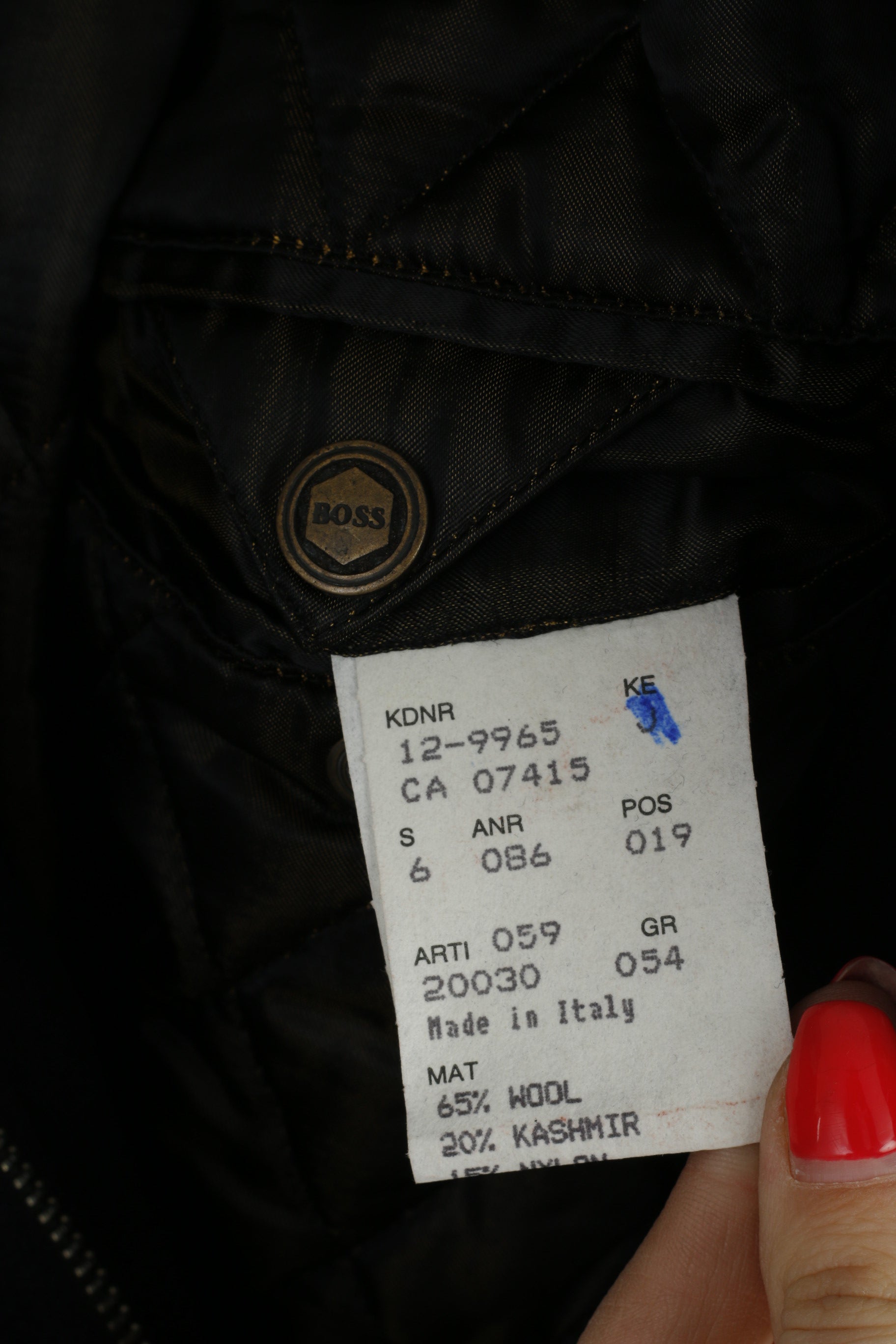 Hugo Boss Men 54 XL Jacket Navy Wool Cashmere Blend Vintage Made in Italy Coat