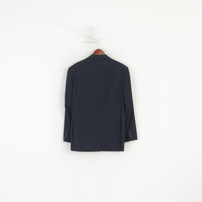 Pierre Cardin Uomo 40 Blazer Giacca vintage monopetto in lana a righe blu scuro