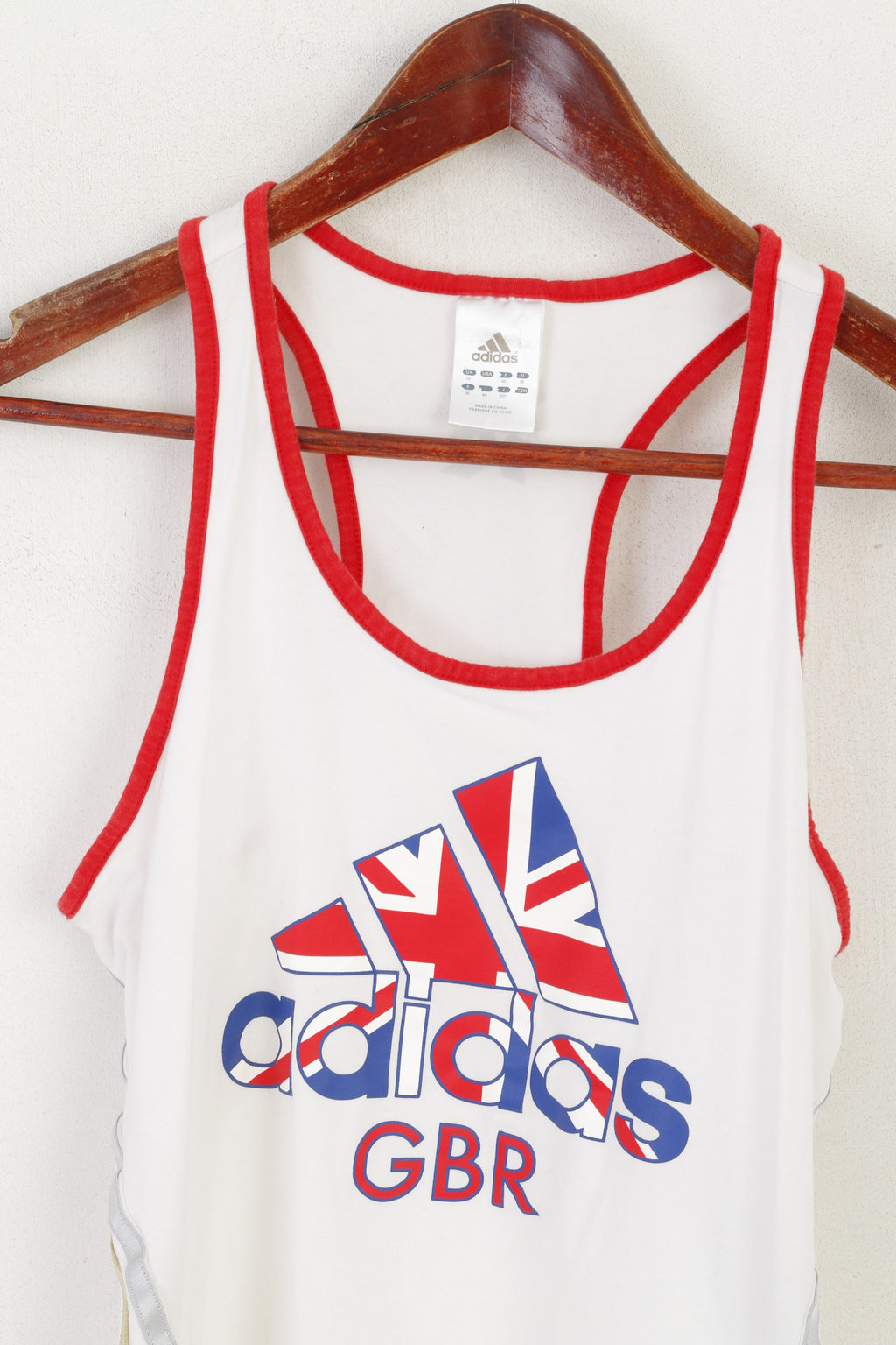 Adidas Women 12 38 S Shirt White Cotton London 2012 GBR Sport Tank Top