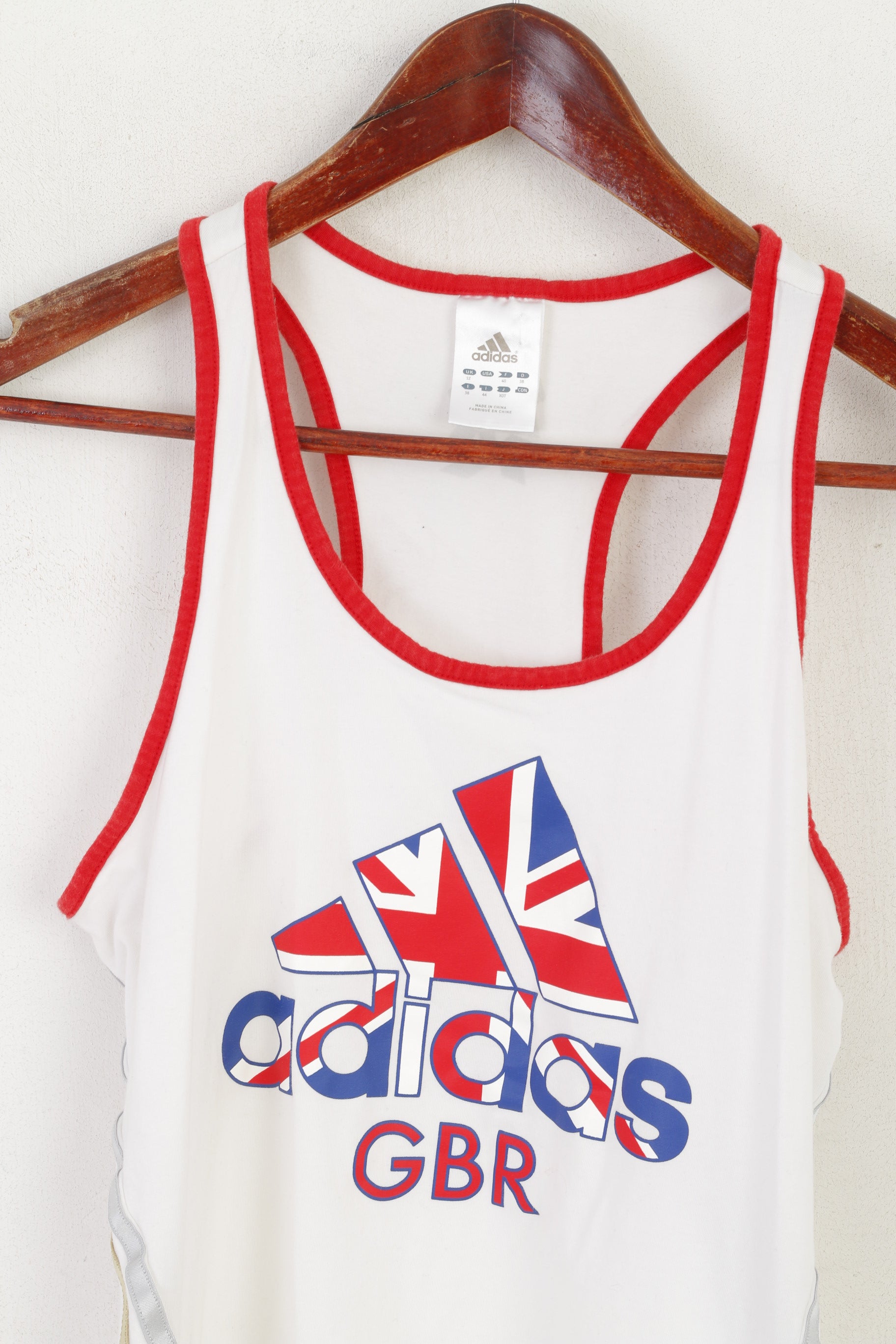 Adidas Women 12 38 S Shirt White Cotton London 2012 GBR Sport Tank Top