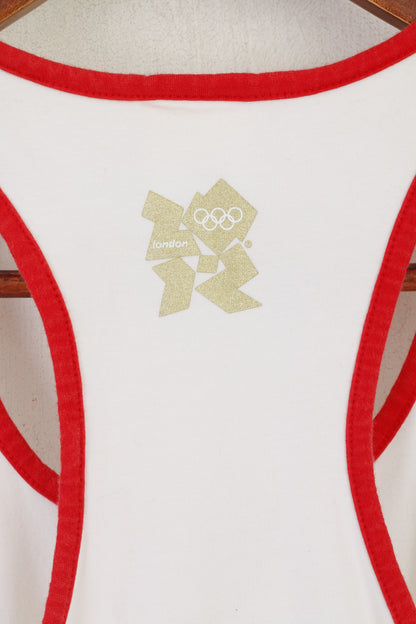 Canotta sportiva Adidas da donna 12 38 S in cotone bianco Londra 2012 GBR