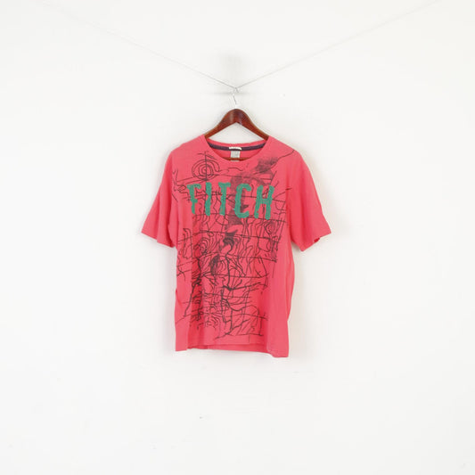 T-shirt XL da uomo Abercrombie &amp; Fitch Top muscoloso con grafica vintage in cotone rosa