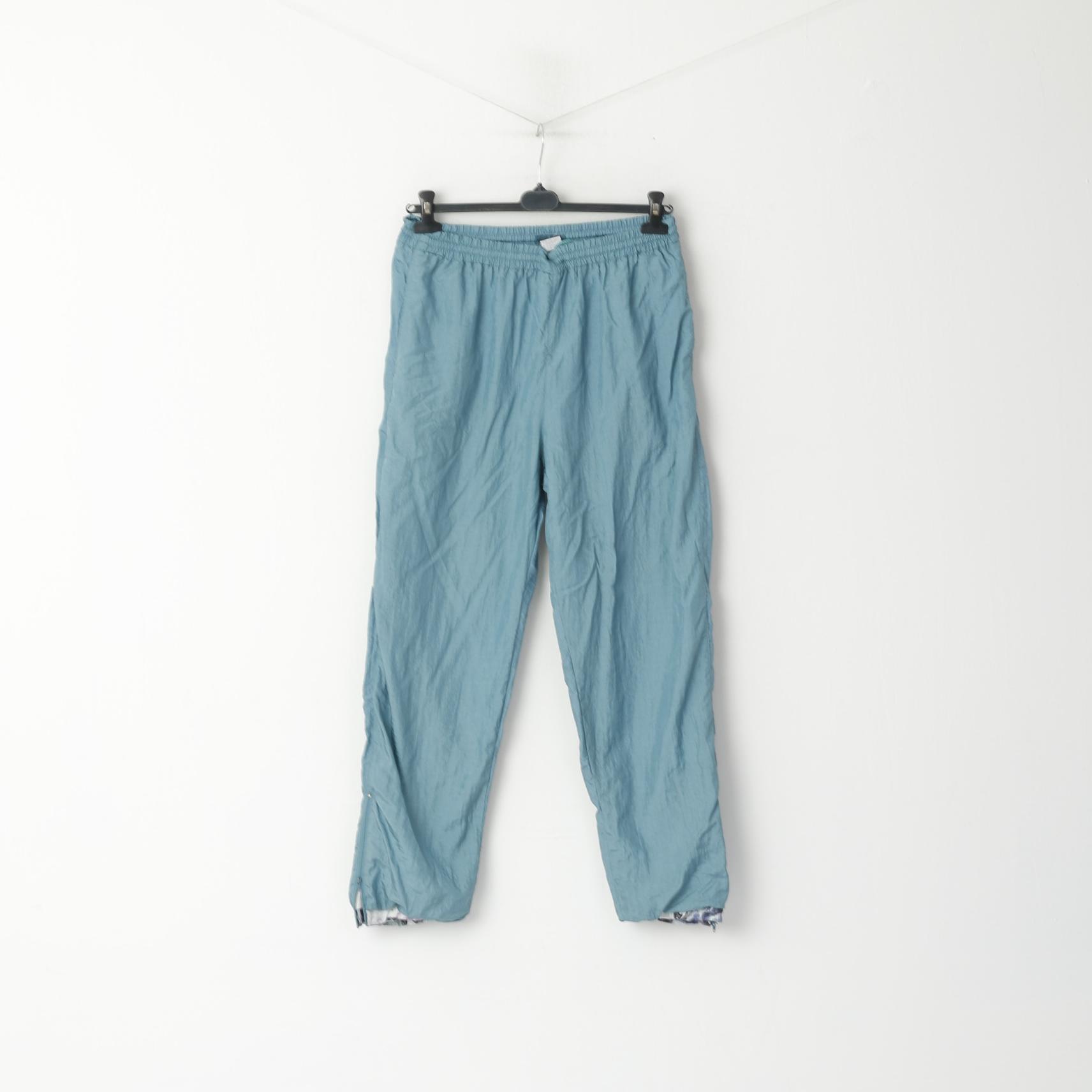 C&amp;A Hommes M Pantalons de survêtement Vert Nylon Imperméable Vintage Brillant Oldschool Pantalon Unisexe