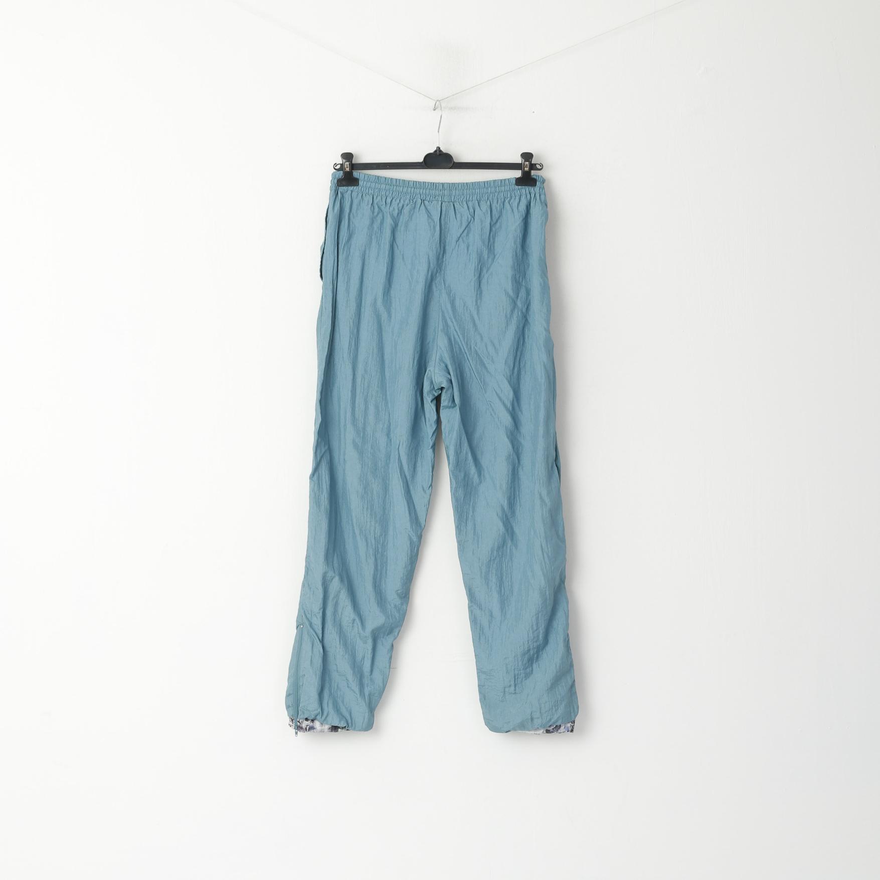 C&amp;A Hommes M Pantalons de survêtement Vert Nylon Imperméable Vintage Brillant Oldschool Pantalon Unisexe