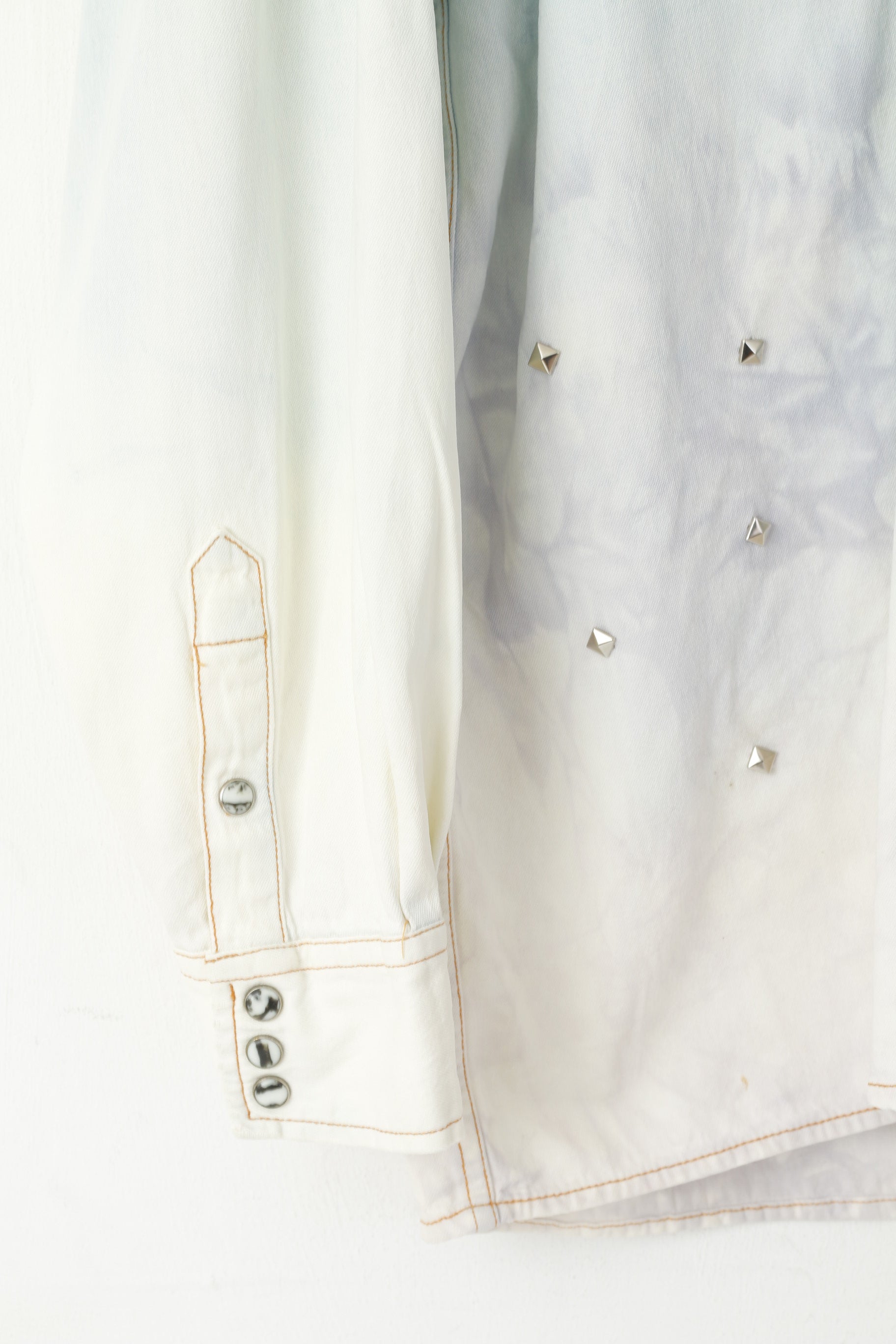 Lee Sanforized Hommes XL Chemise décontractée Bleu Jeans Ombre Jets Acid Wash Western Top