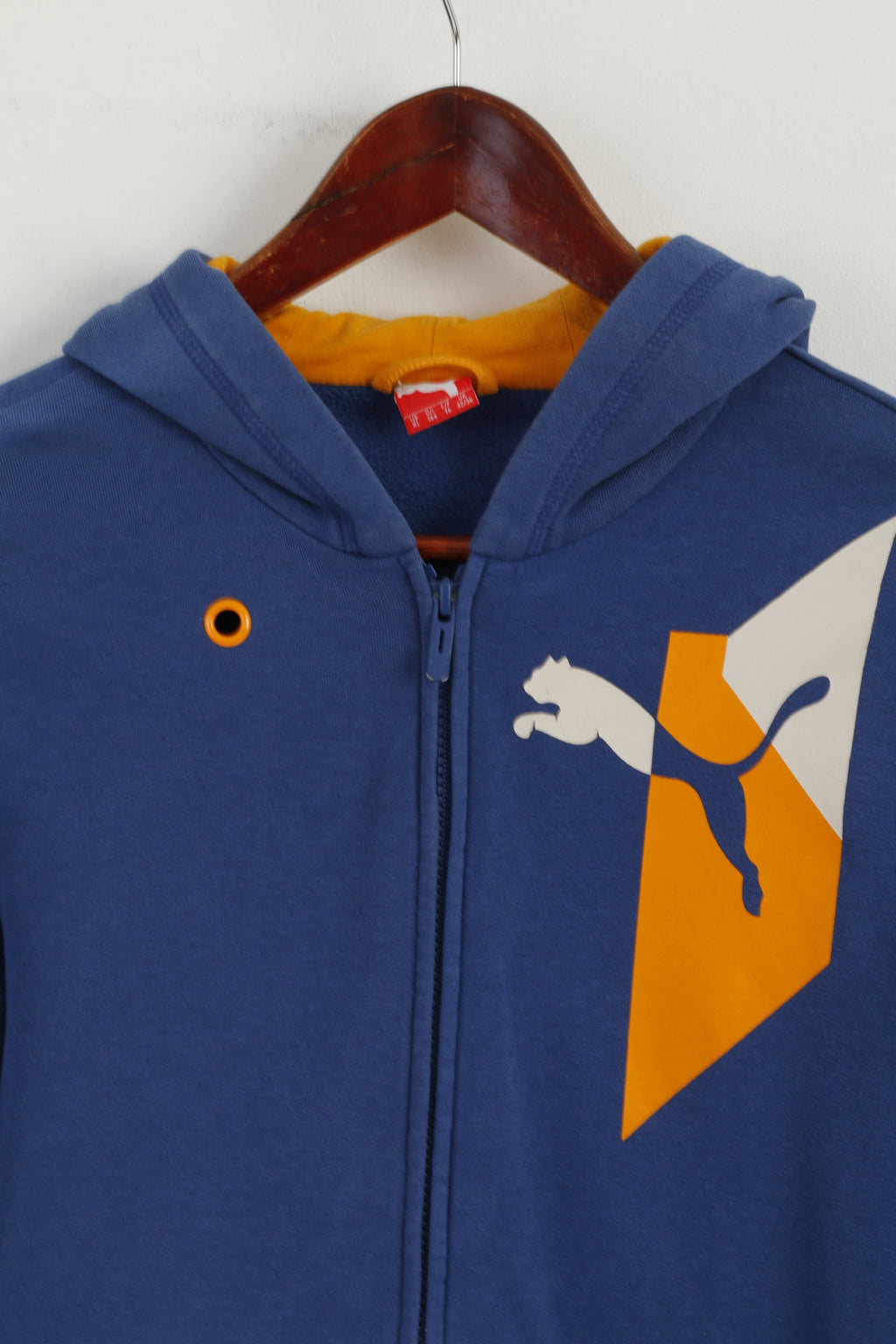 Felpa Puma da ragazzo 164 14 anni in cotone blu con zip e logo sportivo