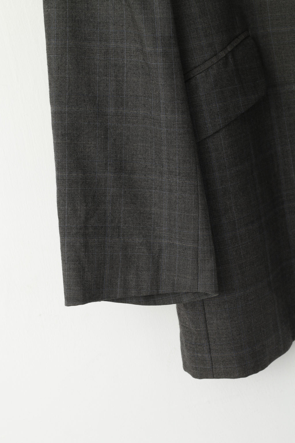 Austin Reed Men 42 Blazer Grey Blue Check Wool Cashmere Single Breasted Jacket