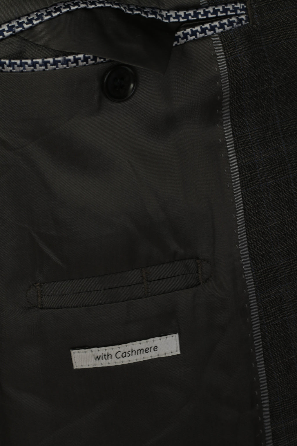 Austin Reed Men 42 Blazer Grey Blue Check Wool Cashmere Single Breasted Jacket