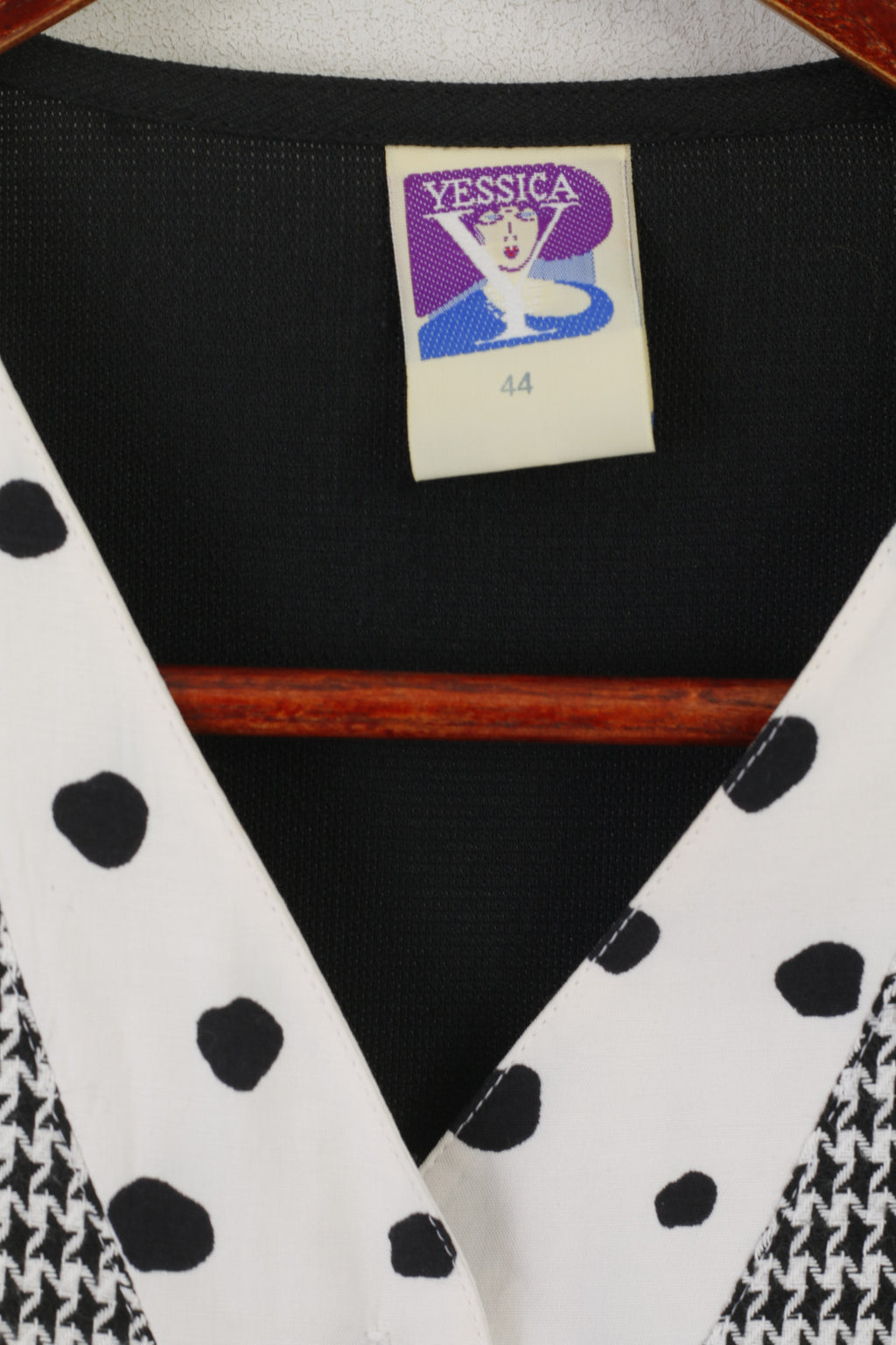 C&amp;A Jessica Chemise femme 44 XL Noir Viscose Vintage Col en V Épaulettes Haut