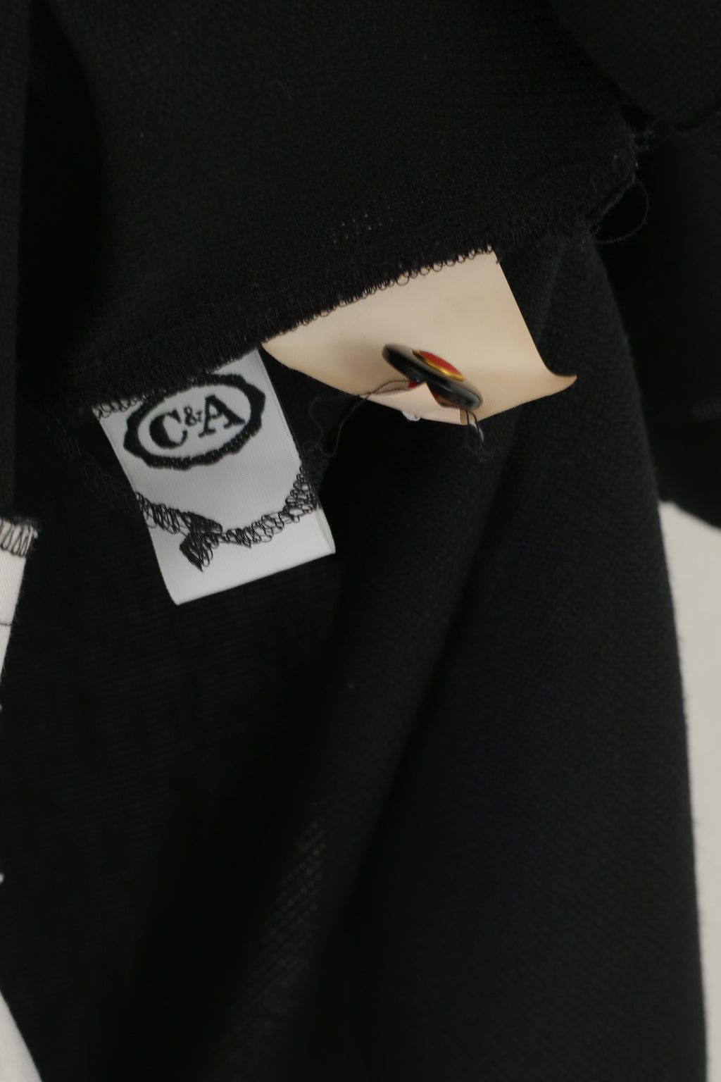 C&amp;A Jessica Chemise femme 44 XL Noir Viscose Vintage Col en V Épaulettes Haut