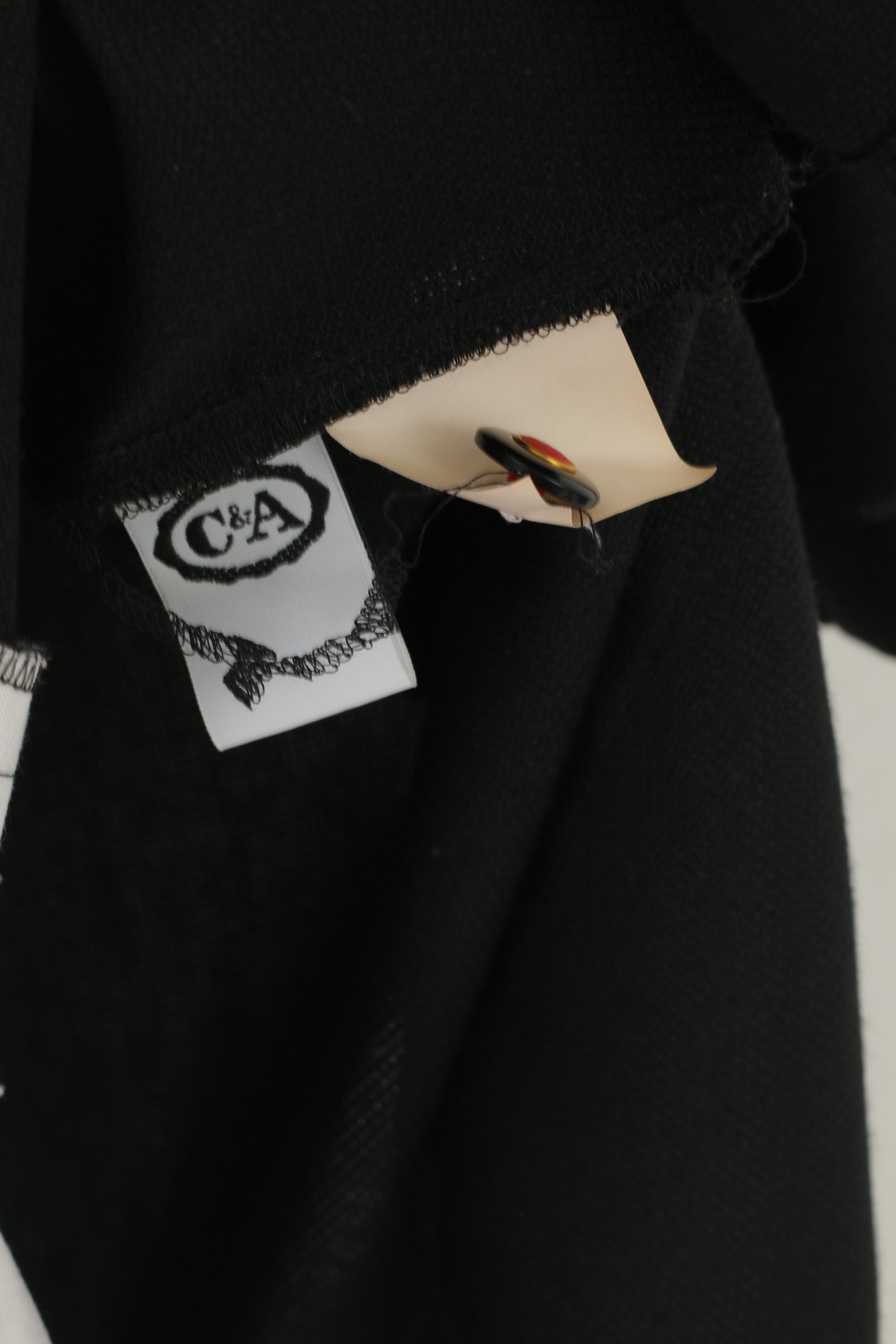 C&amp;A Jessica Chemise femme 44 XL Noir Viscose Vintage Col en V Épaulettes Haut