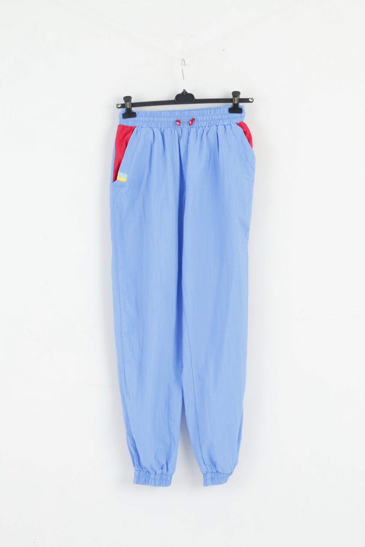 vintage Femmes M Pantalon Bleu Rétro Poches légères Bas actifs