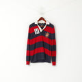 Tommy Hilfiger Pull Polo à Manches Longues en Coton Rayé Rouge Marine pour Homme