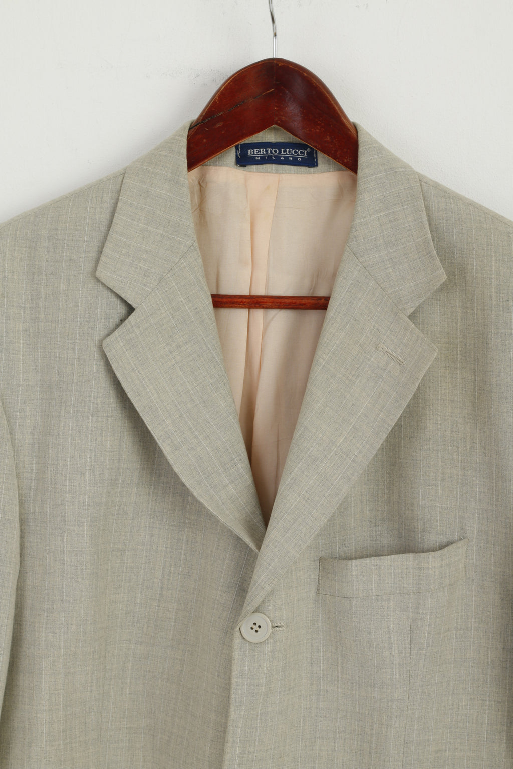 Berto Lucci Uomo 48 Blazer Grigio Giacca monopetto con spalline Milano