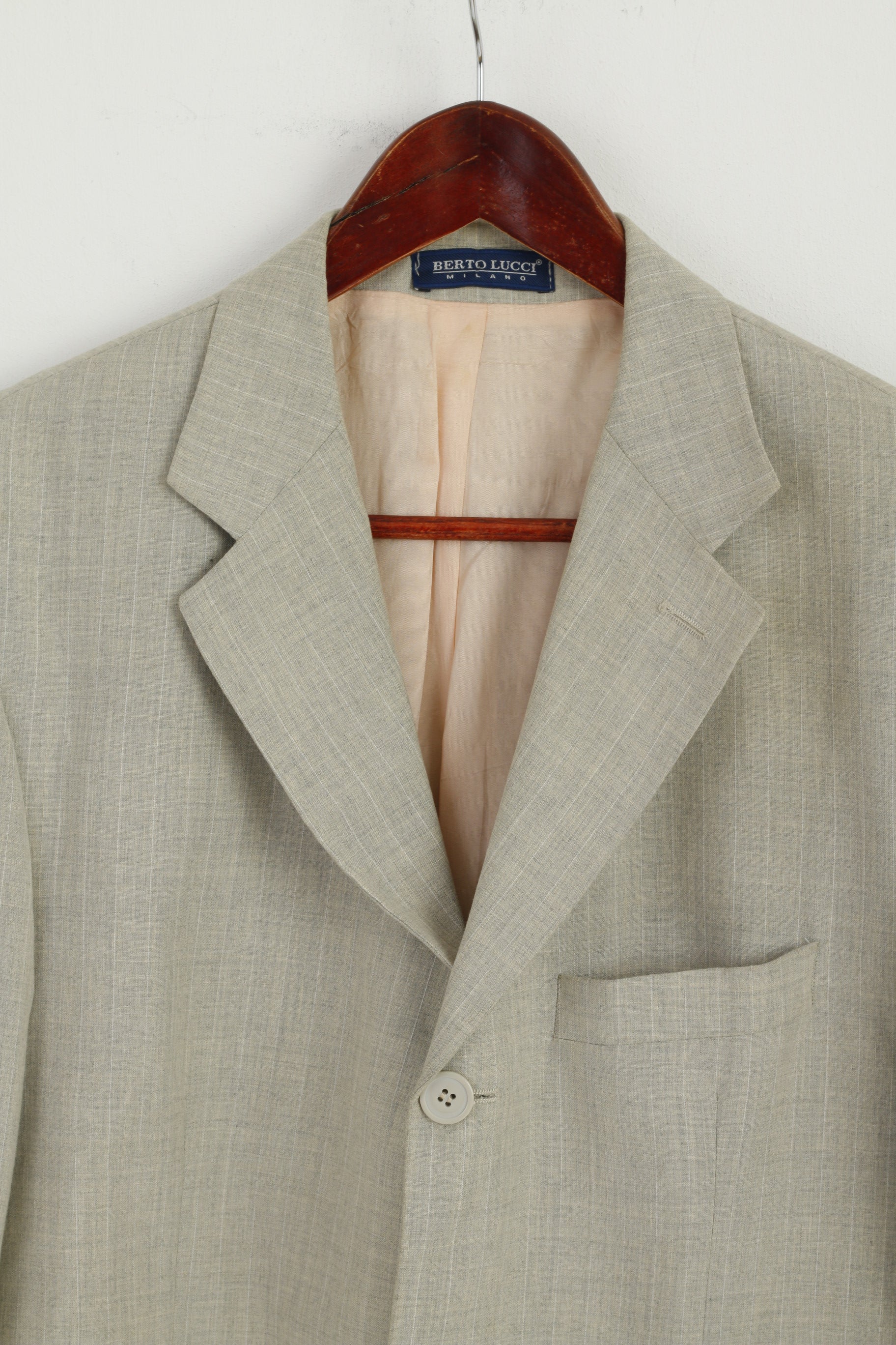 Berto Lucci Uomo 48 Blazer Grigio Giacca monopetto con spalline Milano