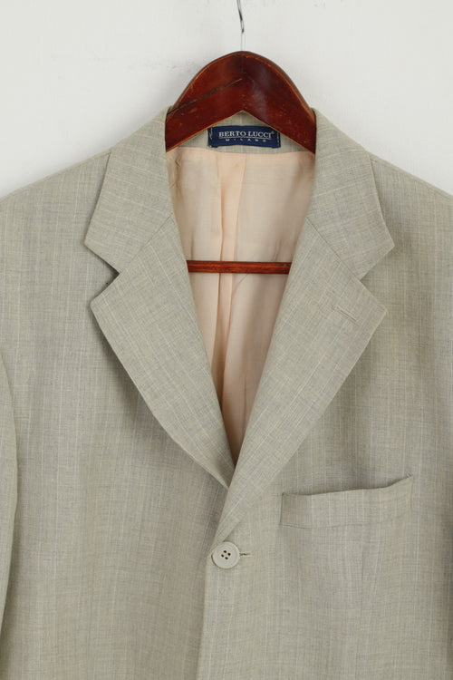 Berto Lucci Hommes 48 Blazer Gris Épaulettes À Boutonnage Simple Veste Milano